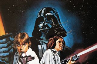 Star Wars One Sheet Poster multi Signed Carrie Fisher Peter Mayhew and more 12