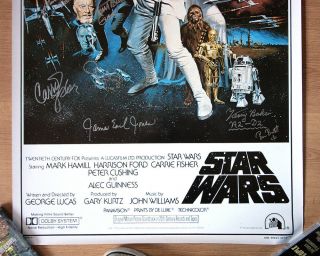 Star Wars One Sheet Poster multi Signed Carrie Fisher Peter Mayhew and more 2