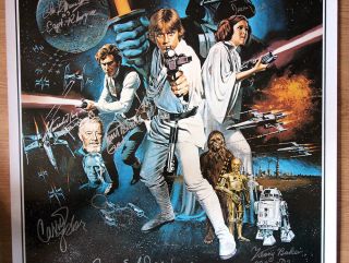 Star Wars One Sheet Poster multi Signed Carrie Fisher Peter Mayhew and more 3
