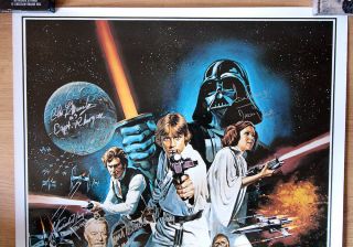 Star Wars One Sheet Poster multi Signed Carrie Fisher Peter Mayhew and more 4