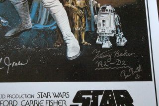 Star Wars One Sheet Poster multi Signed Carrie Fisher Peter Mayhew and more 9
