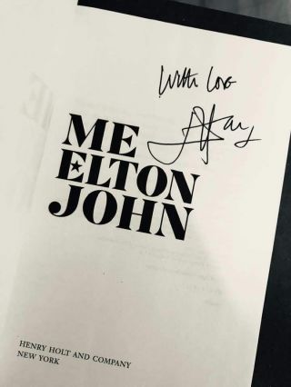 Elton John Signed 1st Ed.  " Me " Book & Vip Tour Luggage Tag & Passport Cover