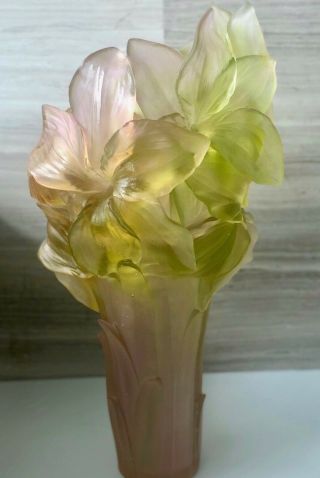 Daum Crystal Amaryllis Pink Vase