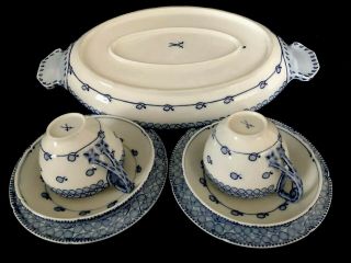 Rare Antiques meissen porcelain Art Nouveau Riemerschmid Set For 2 With Large 9