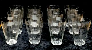 Very Rare Vintage Set Of 12 Signed Rene Lalique Graines Large Drinking Glasses R