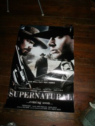 Supernatural - Tv Series - Frontierland - Poster Signed Byjared And Jensen - Rare