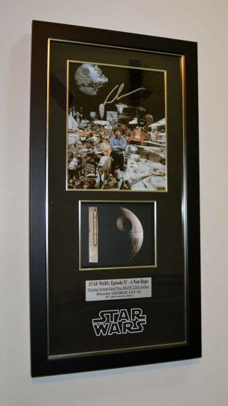 Rare Star Wars Iv Screen - Prop Death Star,  Signed George Lucas Frame Dvd