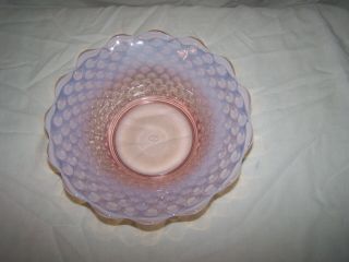 Fenton Rose Magnolia Pink Opalescent Hobnail Punch Bowl Set with 12 Cups & Ladle 10