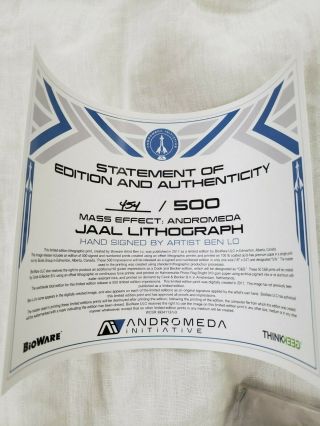 Mass Effect 3 Lithograph Jaal Signed and Numbered 454/500 Ben Lo 3