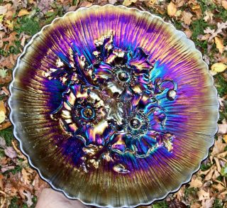 CARNIVAL MAGNIFICENT PURPLE NORTHWOOD POPPY SHOW PLATE “KILLER IRIDESCENCE” 3