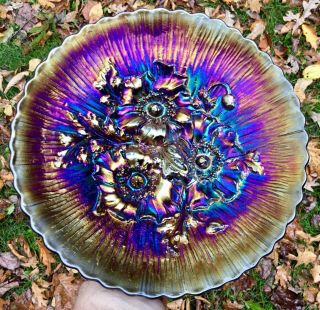 CARNIVAL MAGNIFICENT PURPLE NORTHWOOD POPPY SHOW PLATE “KILLER IRIDESCENCE” 6