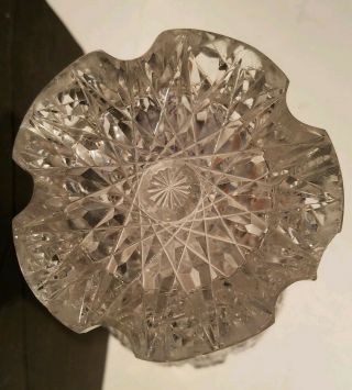 Antique Victorian Brilliant Cut Glass Vase & Sterling silver Floral Rim.  NR 11