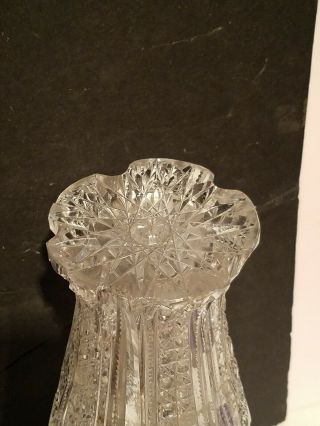 Antique Victorian Brilliant Cut Glass Vase & Sterling silver Floral Rim.  NR 12