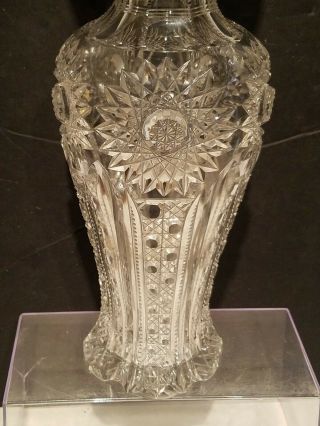 Antique Victorian Brilliant Cut Glass Vase & Sterling silver Floral Rim.  NR 2