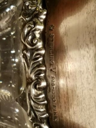 Antique Victorian Brilliant Cut Glass Vase & Sterling silver Floral Rim.  NR 4