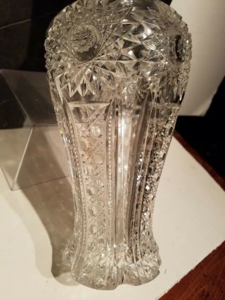 Antique Victorian Brilliant Cut Glass Vase & Sterling silver Floral Rim.  NR 8