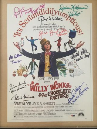 Willy Wonka 9 Signatures Cast Signed Very Rare Gene Wilder Psa Dna