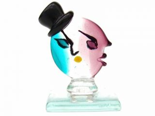 Murano Tribute to Picasso Mans 2 Face Top Hat Sculpture Signed by the Artist 4