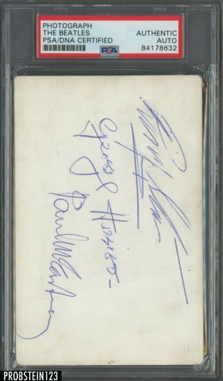 The Beatles 3x Signed Freddie Garrity 5x3 Photo Mccartney Harrison Starr Psa/dna