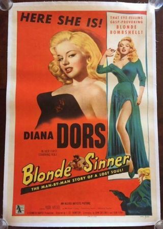 Blonde Sinner - 1956 Lb One Sheet Poster - Sexy Blonde Bombshell Art