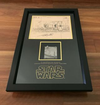 STAR WARS IV A Hope Screen Prop Death Star Piece & Signed Storyboard 2