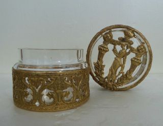 Antique Baccarat Ormolu Bronze Mounted Crystal Box Classi Scenes