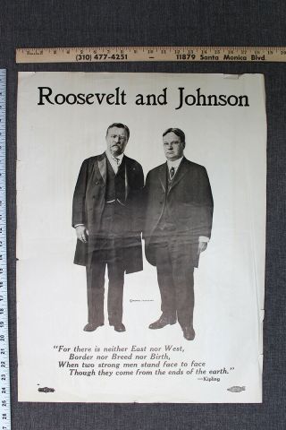 Roosevelt Campaign Poster For 1912 Presidential Election - Jugate (1912) Us C.