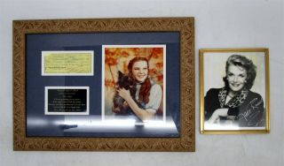 Autographed Photo Jane Russell & Presentation - Framed Judy Garland Photo & Check