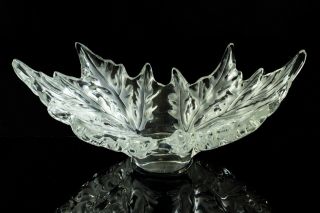 Lalique France Large Champs Elysees Leaf Form Glass Bowl