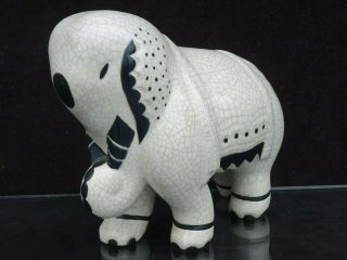 Rare Longwy Primavera Atelier French Art Deco Black & White Elephant 1920 - 1936