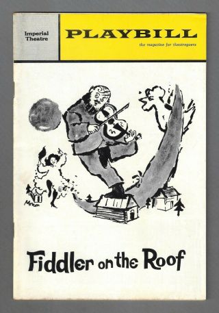 Zero Mostel " Fiddler On The Roof " Bock & Harnick 1964 Opening Night Playbill