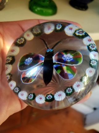 Antique Baccarat garlanded butterfly glass paperweight 11