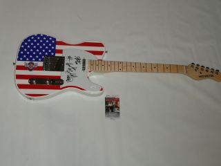 Reo Speedwagon Signed Usa Flag Electric Guitar Kevin Cronin Neal All 5 Jsa