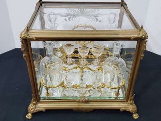 19TH C.  ANTIQUE LOUIS XV STYLE FRENCH GILT BRONZE AND CUT CRYSTAL TANTALUS 3