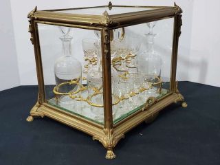 19TH C.  ANTIQUE LOUIS XV STYLE FRENCH GILT BRONZE AND CUT CRYSTAL TANTALUS 4