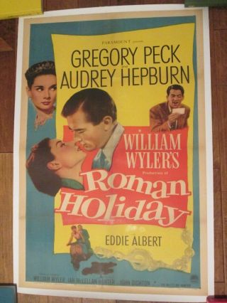 Roman Holiday - 1953 1sheet Movie Poster - Peck - Audrey Hepburn