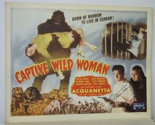 Set Of 8 1948rr Captive Wild Woman Lobby Cards Acquanetta 3 Signed Milburn Stone