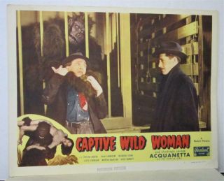 Set of 8 1948rr CAPTIVE WILD WOMAN Lobby Cards ACQUANETTA 3 Signed MILBURN STONE 6