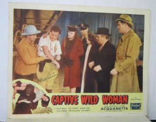 Set of 8 1948rr CAPTIVE WILD WOMAN Lobby Cards ACQUANETTA 3 Signed MILBURN STONE 7
