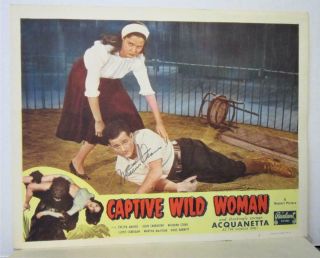 Set of 8 1948rr CAPTIVE WILD WOMAN Lobby Cards ACQUANETTA 3 Signed MILBURN STONE 8