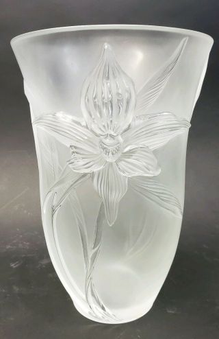 Large Lalique Frosted Crystal Vase