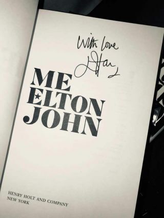 Elton John Signed 1st Ed.  " Me " Book & Farewell Tour Vip Pen & Pencil - - Receipt