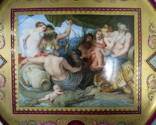 Monumental Royal Vienna hand painted plaque 1860 ' s 2