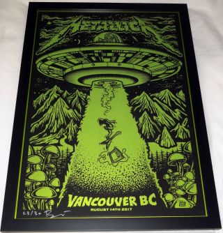 Metallica Custom Framed Ames Bros 17 Vancouver Glow N Dark Concert Poster S/n30