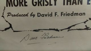 Signed BLOOD FEAST 1963 one sheet / Herschell Gordon Lewis 3