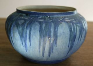 Newcomb College pottery 1932 scenic Moss & Moon by Sadie Irvine.  Large example 5