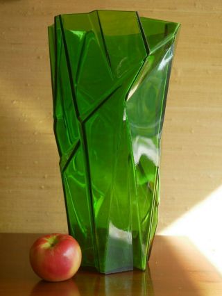 Huge Consolidated Glass Ruba Rombic Vase - Jungle Green - Rueben Haley 16 " Tall
