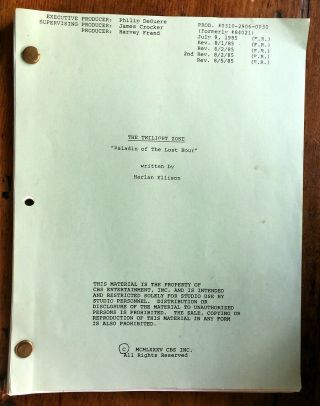 The Twilight Zone Harlan Ellison Script " Paladin Of The Lost Hour " Episode 1985