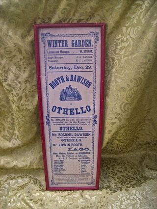 Rare Playbill For Winter Garden Theatre W/ Edwin Booth - Lincoln Assassin Kin