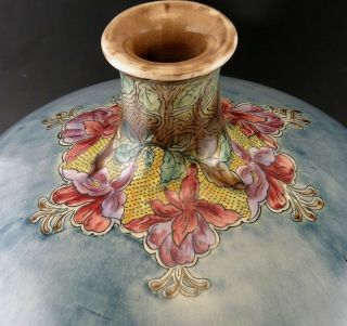Antique Late 1800 ' s Large Art Nouveau Royal Bonn Germany Irises Porcelain Vase 2